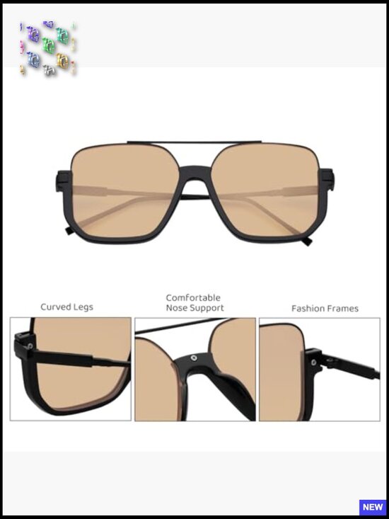 Retro Square Aviator Sunglasses Oversized Trendy Unisex 70s Tinted Shades main image 4